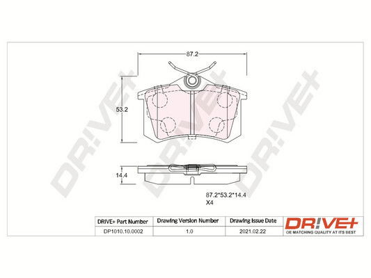 Bremsbelagsatz, Scheibenbremse Hinterachse Dr!ve+ DP1010.10.0002 von Dr!ve+