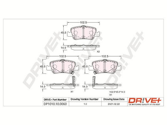 Bremsbelagsatz, Scheibenbremse Hinterachse Dr!ve+ DP1010.10.0060 von Dr!ve+