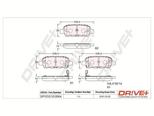 Bremsbelagsatz, Scheibenbremse Hinterachse Dr!ve+ DP1010.10.0064 von Dr!ve+