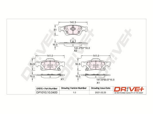 Bremsbelagsatz, Scheibenbremse Hinterachse Dr!ve+ DP1010.10.0400 von Dr!ve+