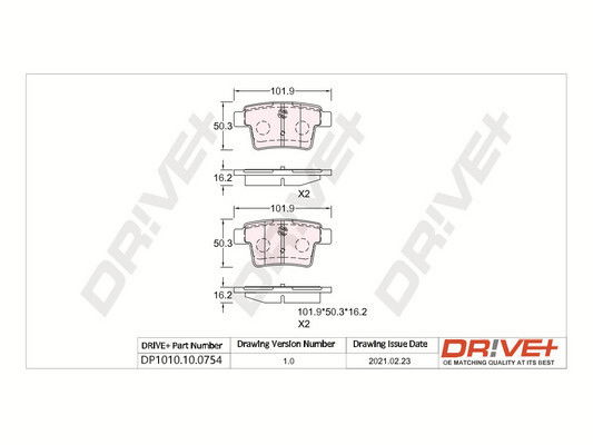 Bremsbelagsatz, Scheibenbremse Hinterachse Dr!ve+ DP1010.10.0754 von Dr!ve+