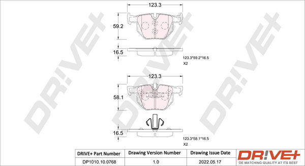 Bremsbelagsatz, Scheibenbremse Hinterachse Dr!ve+ DP1010.10.0768 von Dr!ve+