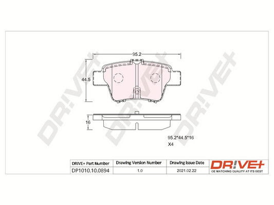 Bremsbelagsatz, Scheibenbremse Hinterachse Dr!ve+ DP1010.10.0894 von Dr!ve+