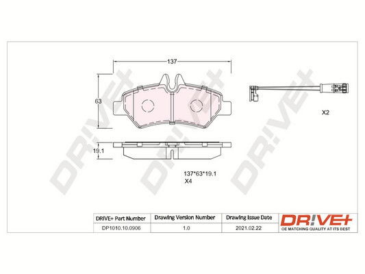 Bremsbelagsatz, Scheibenbremse Hinterachse Dr!ve+ DP1010.10.0906 von Dr!ve+