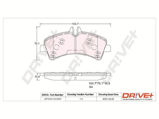 Bremsbelagsatz, Scheibenbremse Hinterachse Dr!ve+ DP1010.10.0907 von Dr!ve+