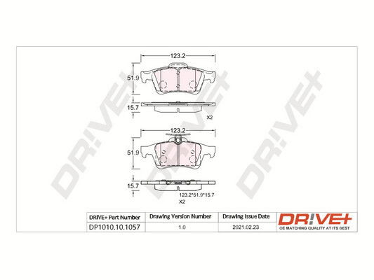 Bremsbelagsatz, Scheibenbremse Hinterachse Dr!ve+ DP1010.10.1057 von Dr!ve+