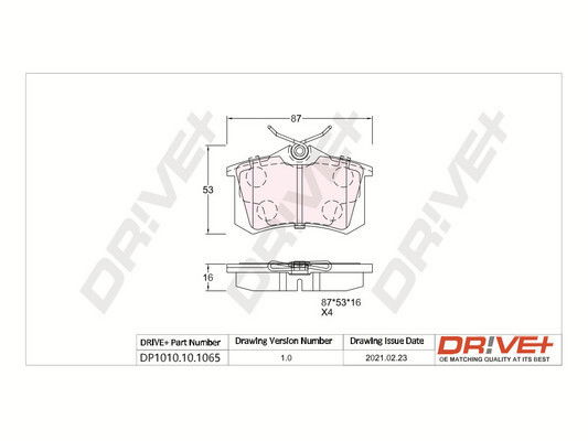 Bremsbelagsatz, Scheibenbremse Hinterachse Dr!ve+ DP1010.10.1065 von Dr!ve+