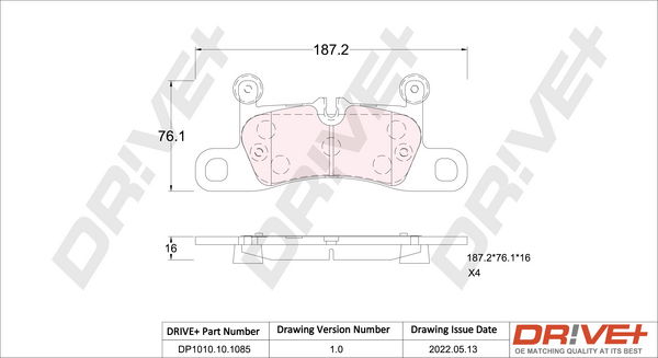 Bremsbelagsatz, Scheibenbremse Hinterachse Dr!ve+ DP1010.10.1085 von Dr!ve+