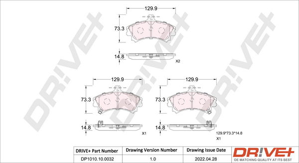 Bremsbelagsatz, Scheibenbremse Vorderachse Dr!ve+ DP1010.10.0032 von Dr!ve+