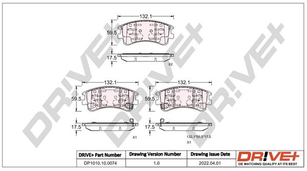 Bremsbelagsatz, Scheibenbremse Vorderachse Dr!ve+ DP1010.10.0074 von Dr!ve+