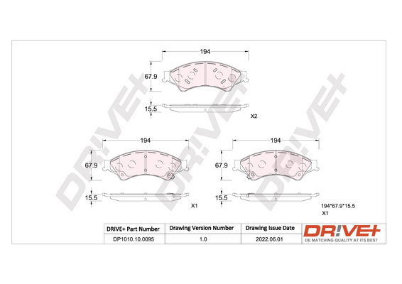 Bremsbelagsatz, Scheibenbremse Vorderachse Dr!ve+ DP1010.10.0095 von Dr!ve+