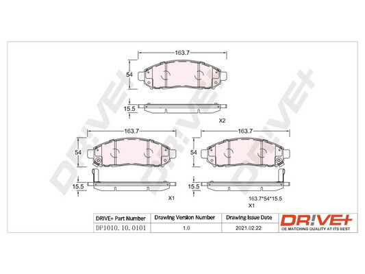 Bremsbelagsatz, Scheibenbremse Vorderachse Dr!ve+ DP1010.10.0101 von Dr!ve+