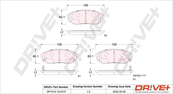 Bremsbelagsatz, Scheibenbremse Vorderachse Dr!ve+ DP1010.10.0137 von Dr!ve+