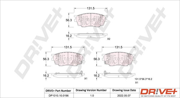 Bremsbelagsatz, Scheibenbremse Vorderachse Dr!ve+ DP1010.10.0196 von Dr!ve+