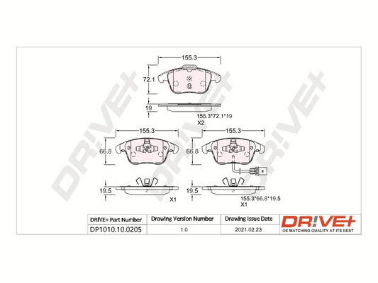 Bremsbelagsatz, Scheibenbremse Vorderachse Dr!ve+ DP1010.10.0205 von Dr!ve+