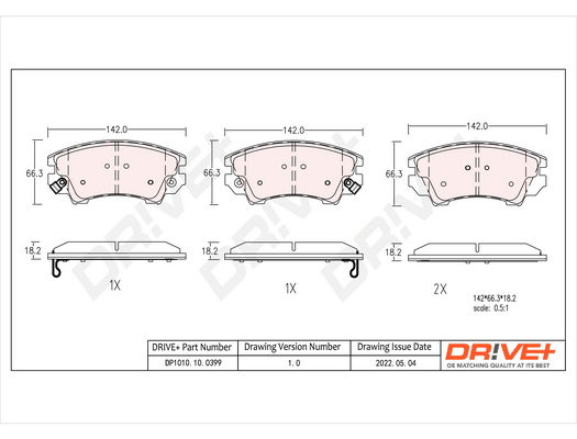 Bremsbelagsatz, Scheibenbremse Vorderachse Dr!ve+ DP1010.10.0399 von Dr!ve+