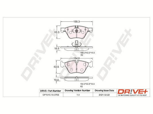 Bremsbelagsatz, Scheibenbremse Vorderachse Dr!ve+ DP1010.10.0765 von Dr!ve+