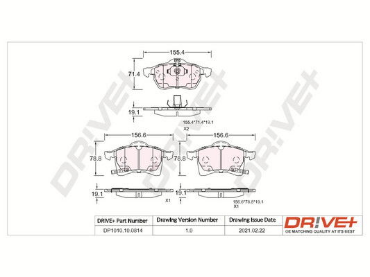 Bremsbelagsatz, Scheibenbremse Vorderachse Dr!ve+ DP1010.10.0814 von Dr!ve+