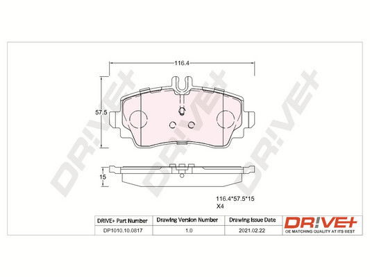 Bremsbelagsatz, Scheibenbremse Vorderachse Dr!ve+ DP1010.10.0817 von Dr!ve+