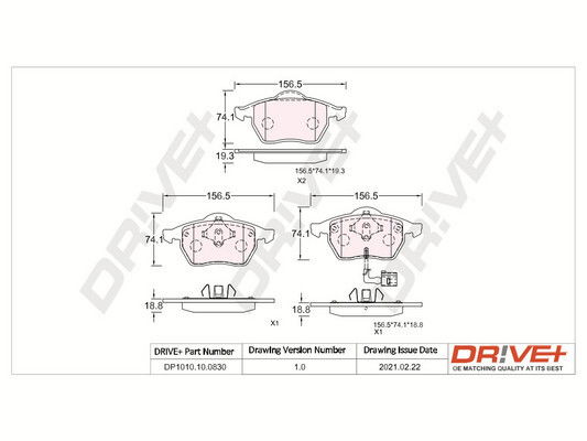 Bremsbelagsatz, Scheibenbremse Vorderachse Dr!ve+ DP1010.10.0830 von Dr!ve+