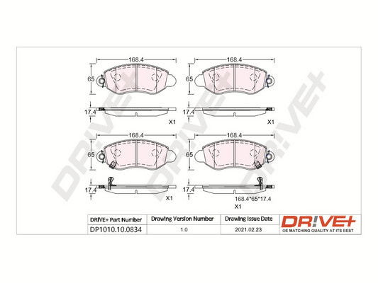 Bremsbelagsatz, Scheibenbremse Vorderachse Dr!ve+ DP1010.10.0834 von Dr!ve+