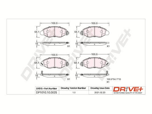 Bremsbelagsatz, Scheibenbremse Vorderachse Dr!ve+ DP1010.10.0835 von Dr!ve+