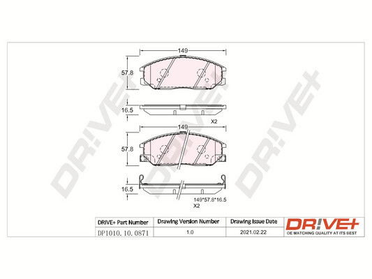 Bremsbelagsatz, Scheibenbremse Vorderachse Dr!ve+ DP1010.10.0871 von Dr!ve+