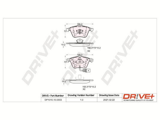 Bremsbelagsatz, Scheibenbremse Vorderachse Dr!ve+ DP1010.10.0893 von Dr!ve+