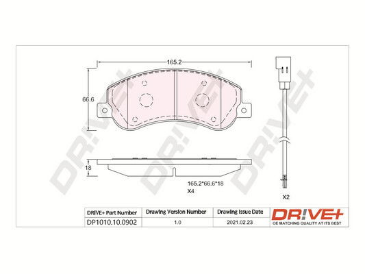 Bremsbelagsatz, Scheibenbremse Vorderachse Dr!ve+ DP1010.10.0902 von Dr!ve+