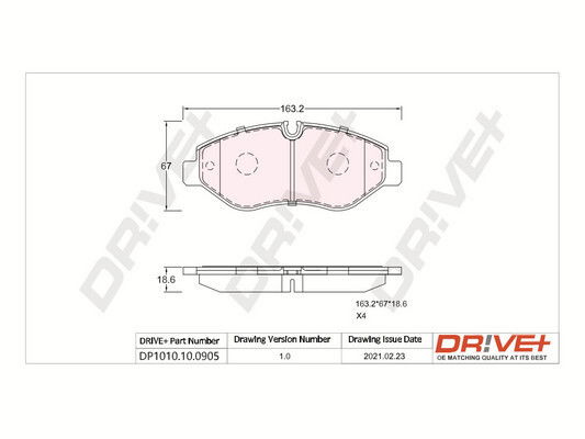 Bremsbelagsatz, Scheibenbremse Vorderachse Dr!ve+ DP1010.10.0905 von Dr!ve+