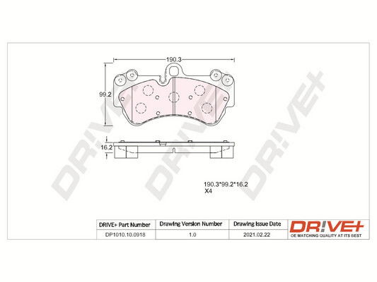 Bremsbelagsatz, Scheibenbremse Vorderachse Dr!ve+ DP1010.10.0918 von Dr!ve+