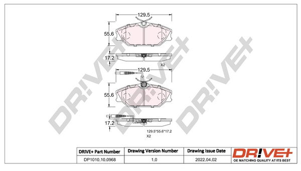 Bremsbelagsatz, Scheibenbremse Vorderachse Dr!ve+ DP1010.10.0968 von Dr!ve+