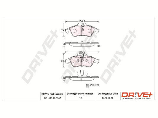 Bremsbelagsatz, Scheibenbremse Vorderachse Dr!ve+ DP1010.10.0987 von Dr!ve+