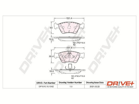 Bremsbelagsatz, Scheibenbremse Vorderachse Dr!ve+ DP1010.10.1042 von Dr!ve+