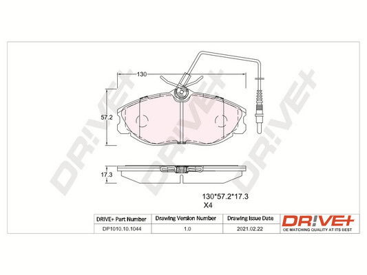 Bremsbelagsatz, Scheibenbremse Vorderachse Dr!ve+ DP1010.10.1044 von Dr!ve+