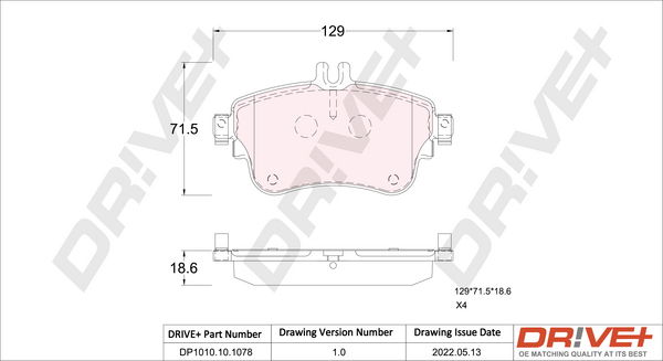 Bremsbelagsatz, Scheibenbremse Vorderachse Dr!ve+ DP1010.10.1078 von Dr!ve+