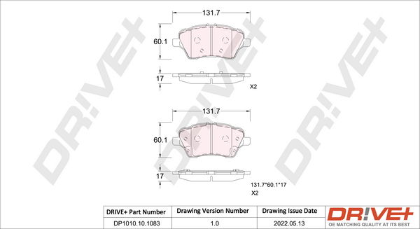 Bremsbelagsatz, Scheibenbremse Vorderachse Dr!ve+ DP1010.10.1083 von Dr!ve+