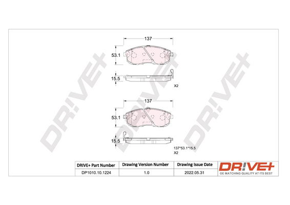 Bremsbelagsatz, Scheibenbremse Vorderachse Dr!ve+ DP1010.10.1224 von Dr!ve+