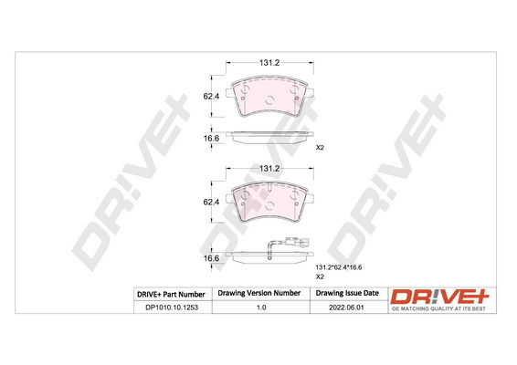 Bremsbelagsatz, Scheibenbremse Vorderachse Dr!ve+ DP1010.10.1253 von Dr!ve+