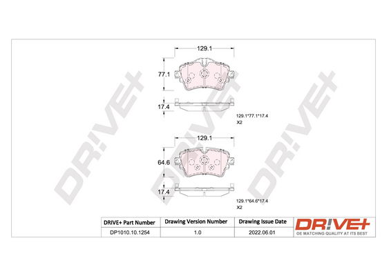 Bremsbelagsatz, Scheibenbremse Vorderachse Dr!ve+ DP1010.10.1254 von Dr!ve+