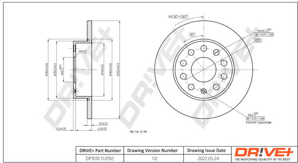 Bremsscheibe Hinterachse Dr!ve+ DP1010.11.0192 von Dr!ve+