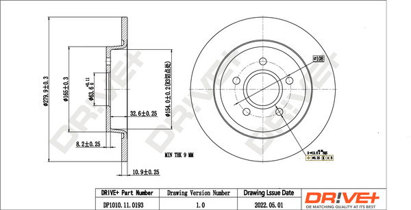 Bremsscheibe Hinterachse Dr!ve+ DP1010.11.0193 von Dr!ve+