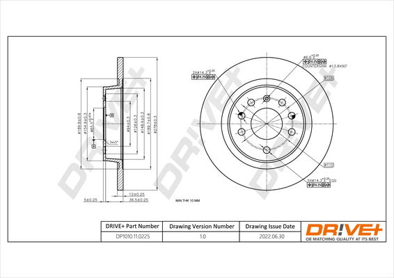 Bremsscheibe Hinterachse Dr!ve+ DP1010.11.0225 von Dr!ve+