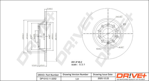 Bremsscheibe Hinterachse Dr!ve+ DP1010.11.0252 von Dr!ve+