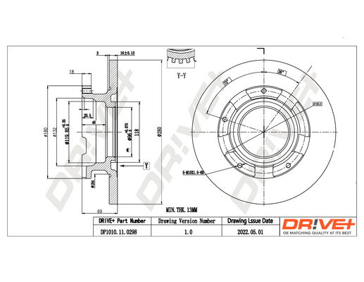 Bremsscheibe Hinterachse Dr!ve+ DP1010.11.0298 von Dr!ve+