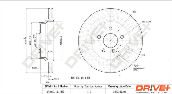 Bremsscheibe Hinterachse Dr!ve+ DP1010.11.1230 von Dr!ve+