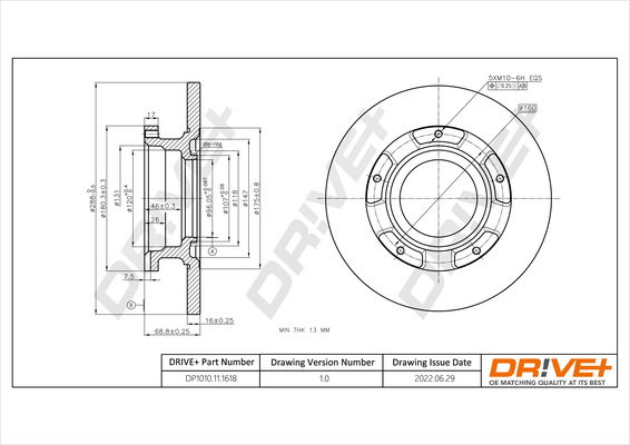 Bremsscheibe Hinterachse Dr!ve+ DP1010.11.1618 von Dr!ve+