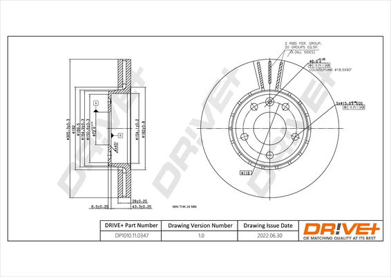 Bremsscheibe Vorderachse Dr!ve+ DP1010.11.0347 von Dr!ve+