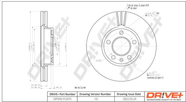 Bremsscheibe Vorderachse Dr!ve+ DP1010.11.0375 von Dr!ve+