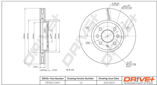 Bremsscheibe Vorderachse Dr!ve+ DP1010.11.0417 von Dr!ve+